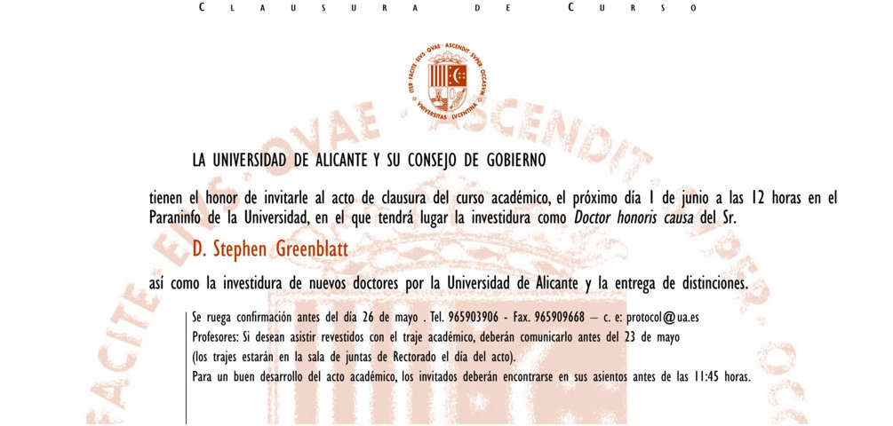 Invitacion . Invitación Universidad de Alicante